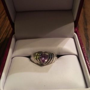 Stamped sterling silver ring purple amethyst stone